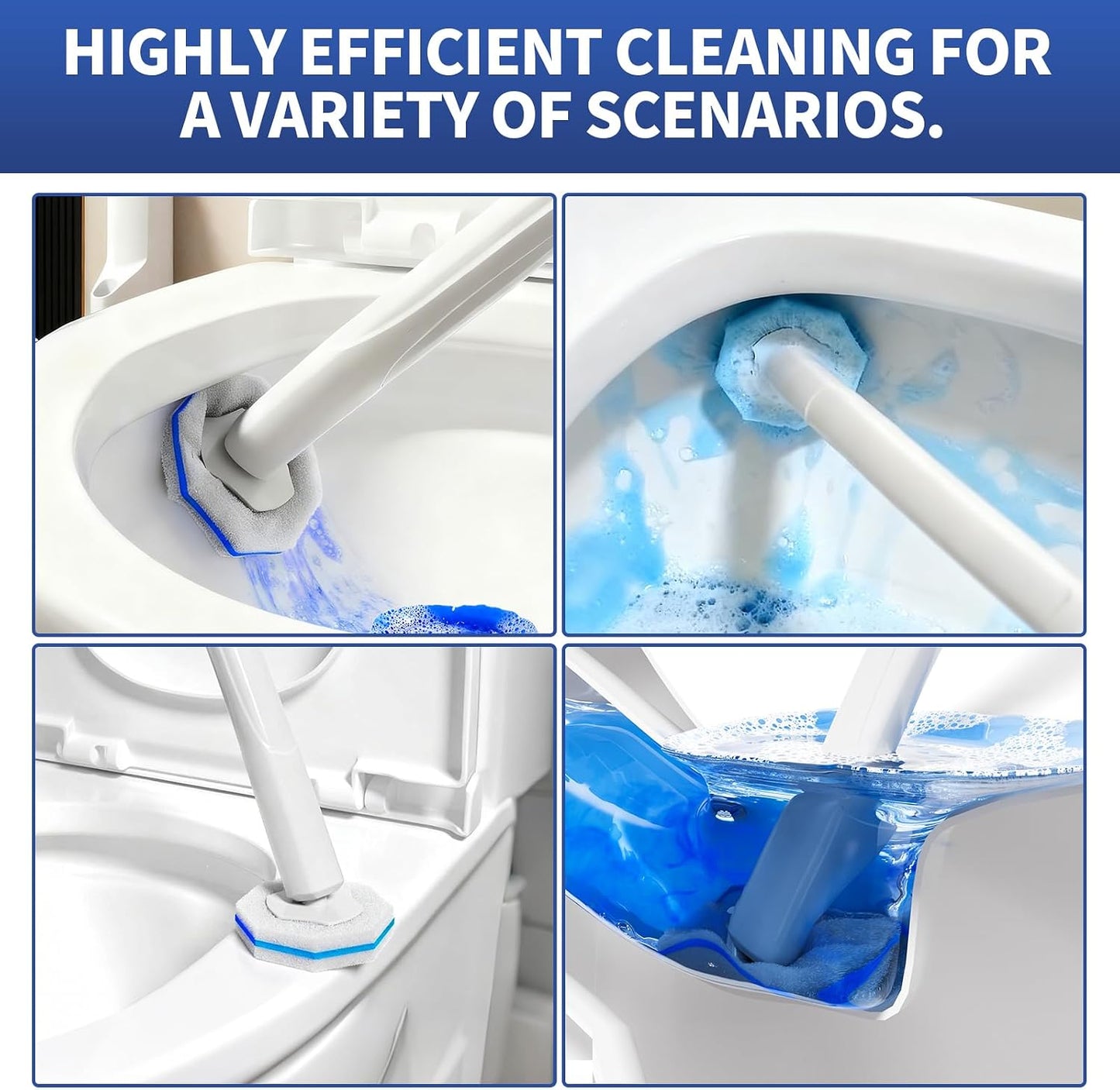 Disposable Toilet Brush - Toilet Bowl Cleaner, Toilet Cleaning Supplies, Toilet Brush with Holder, Toilet Bowl Cleaner Wands，40 Refills for Toilet Cleaning and Hygienic Bathroom Maintenance