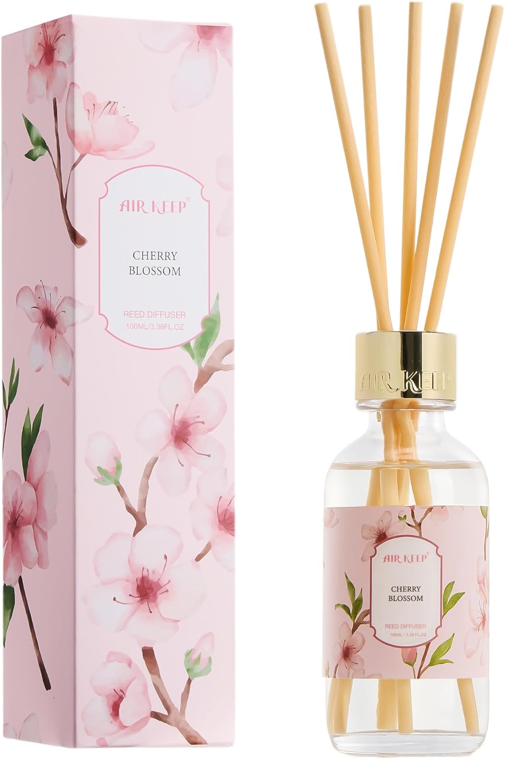 Airkeep Reed Diffuser Oil Set with Reed Sticks,Vanilla Aromatherapy Oil Scent Diffuser for Home Office Bathroom Decoration Perfume and Gifts 3.38 oz/100ml