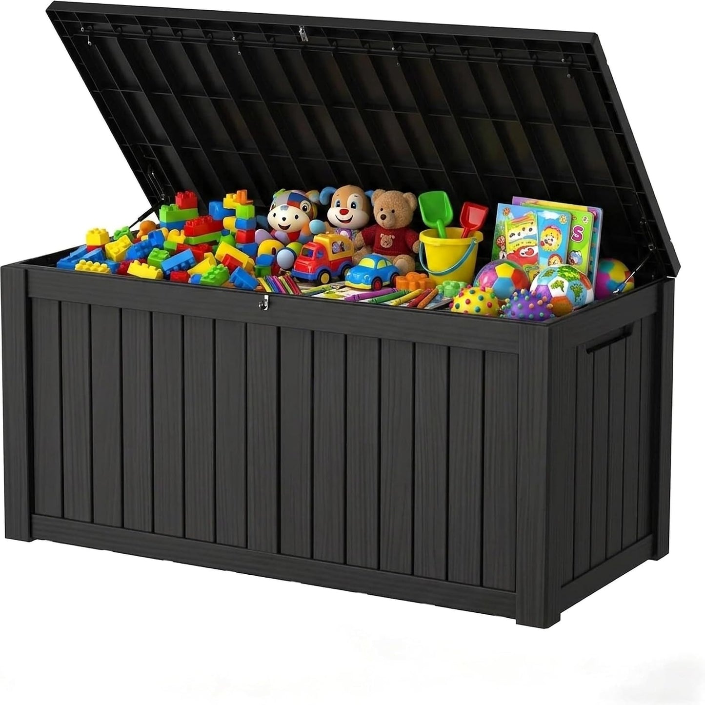 320 Gallon Outdoor Storage Box Resin Deck Box All Weather Waterproof Large Lockable Storage Container Deck Box for Patio Furniture, Garden Tools, Lockable, Black