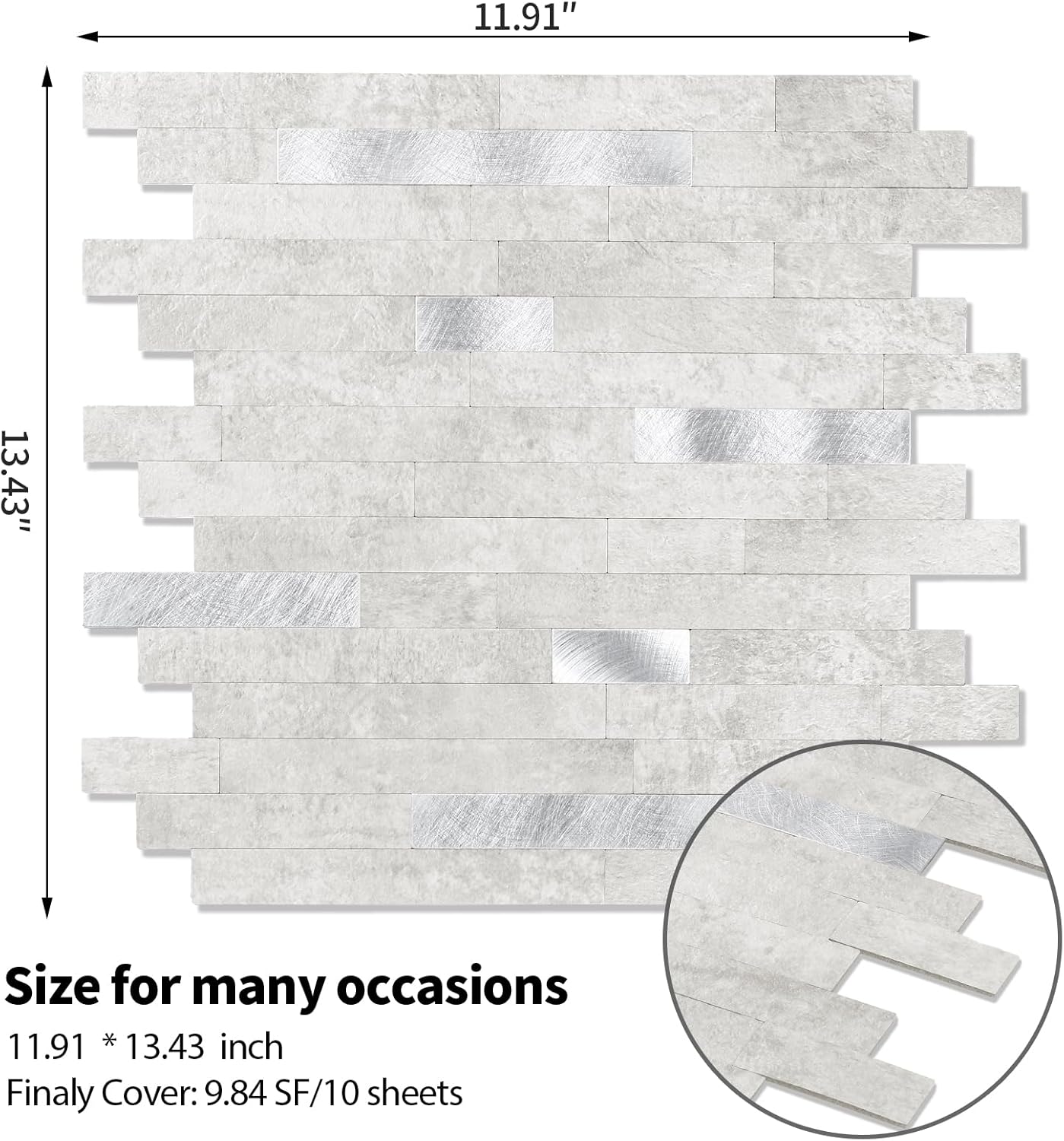 Yipscazo 2026 New Upgrade 11.34" X 11.57" Peel and Stick Backsplash, Stick on Backsplash Tiles for Kitchen, Bathroom, Fireplace (10 Sheets, Beige Rocks + Rose Gold)