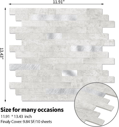 Yipscazo 2026 New Upgrade 11.34" X 11.57" Peel and Stick Backsplash, Stick on Backsplash Tiles for Kitchen, Bathroom, Fireplace (10 Sheets, Beige Rocks + Rose Gold)