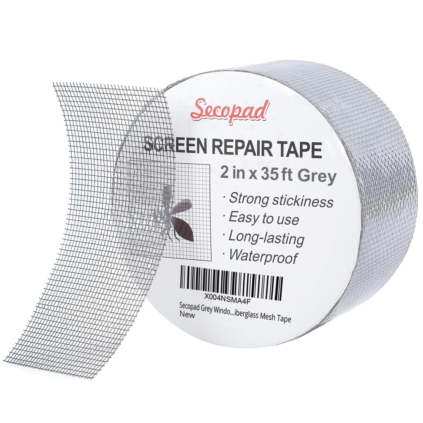 Secopad Black Window Screen Repair Tape, 4 in X 20 FT (240IN) Kit for Windows or Doors, Strong Adhesive Patch Fiberglass Mesh Repair