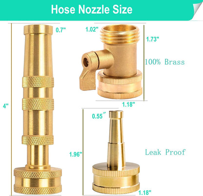 Garden Hose Nozzle, CM CUMIZON Solid Brass Heavy Duty Adjustable Twist Hose Nozzle, High Pressure Water Hose Sprayer Nozzle, 2 Pack | Heavy Duty, Adjustable Twist, High Pressure Water Sprayer