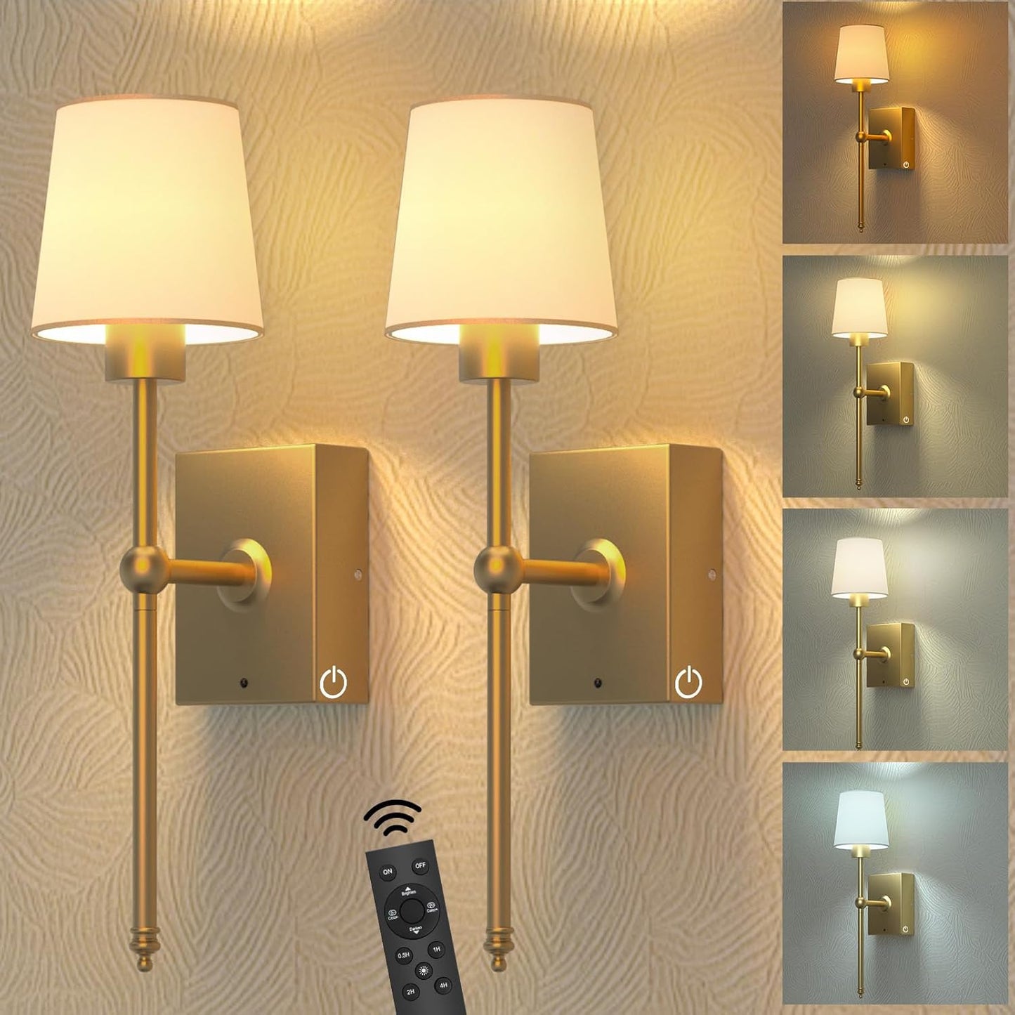 iThird Wall Sconce Battery Operated Set of 2, 6000mAh Rechargeable Wall Lights with Touch Control and Remote Control, Wireless Wall Lamps for Bedroom, Black Sconces Wall Decor for Living Room Hallway
