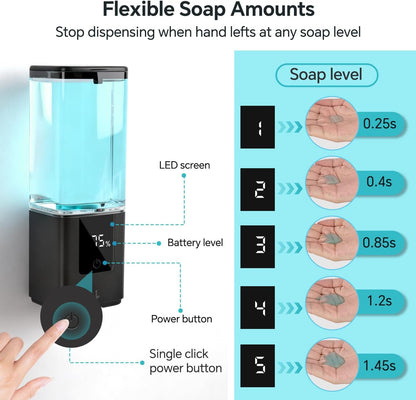LAOPAO Soap Dispenser, Automatic Soap Dispenser Wall Mount Rechargeable Foaming Soap Pump for Bathroom Kitchen, Touchless Foam Soap Dispenser for Dish/Hand/Shower Soap, Home & Commercial, 540ml, White