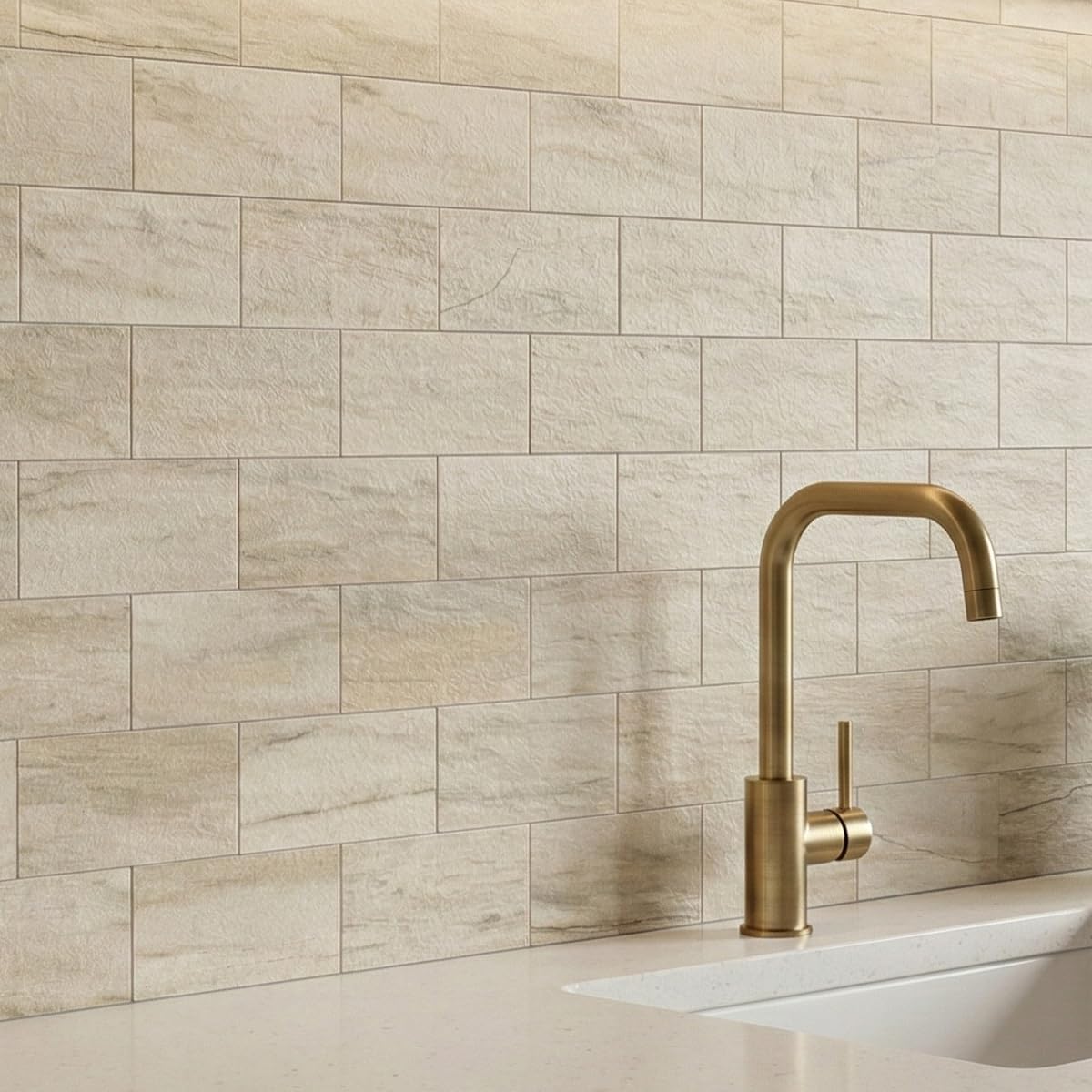 10- Sheet Polished White Peel and Stick Backsplash, 12’’Luxury PVC Ceramic Look Self Stick Subway Tiles, Waterproof Peel and Stick Wall Tiles for Kitchen and Bathrrom