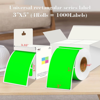 PARLAIM 3 x 5 inch Rectangle Sticker Labels, 250PCS Adhesive Color Coding Stickers for Moving Box Inventory Label, Fluorescent Green