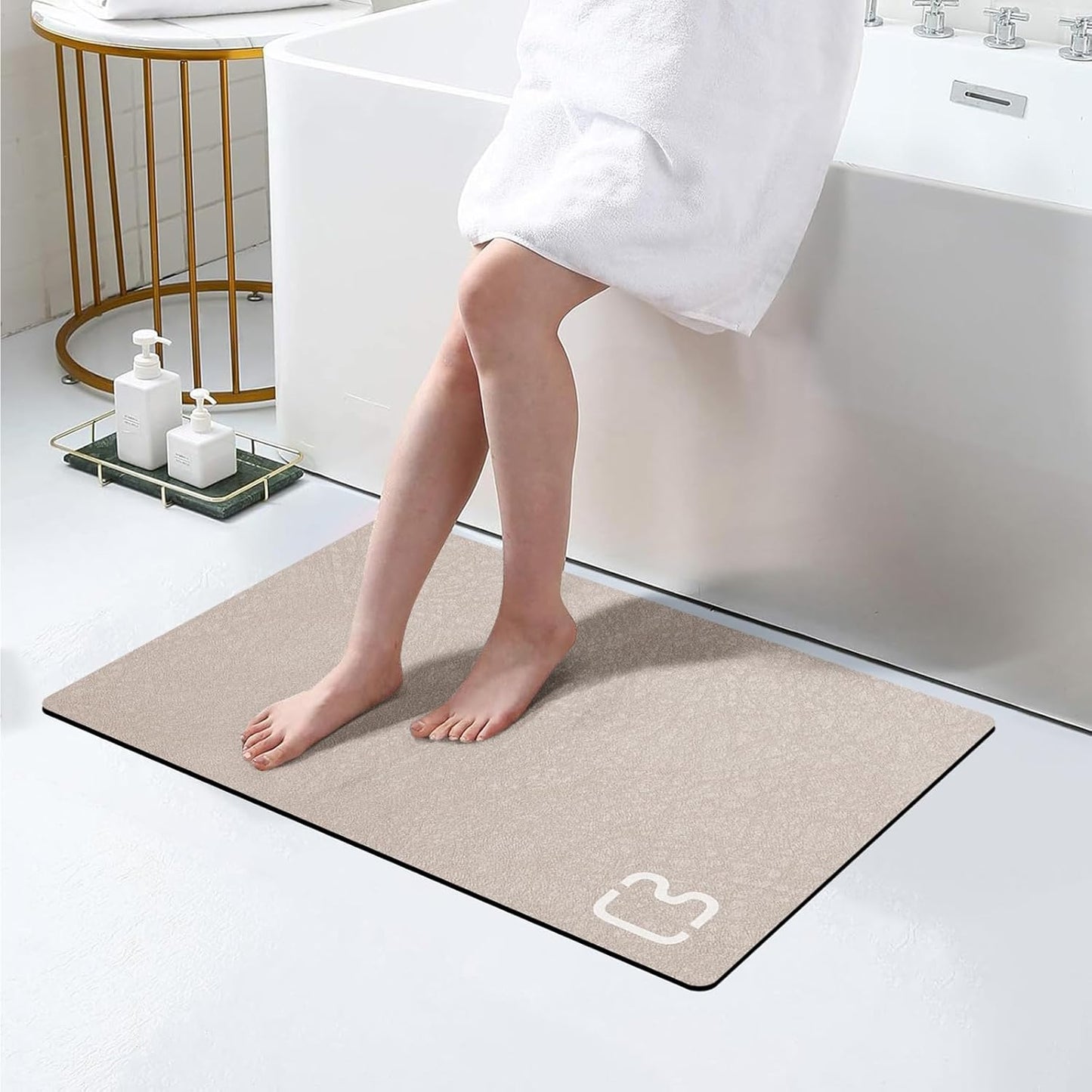 Diatomaceous Earth Bath Mat Rugs Super Absorbent Diatomite Stone Bath Mat Non Slip Quick Dry Thin Bathroom Mat Fit Under Door, Floor Rugs in Front of Bathtub, Shower Room, Sink,15.7"x23.6", Grey