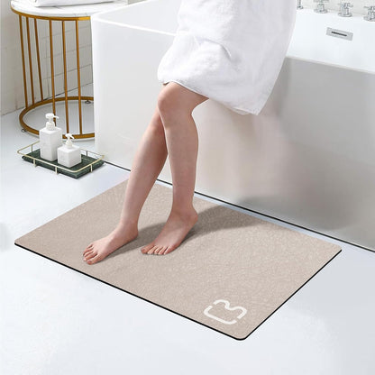 Diatomaceous Earth Bath Mat Rugs Super Absorbent Diatomite Stone Bath Mat Non Slip Quick Dry Thin Bathroom Mat Fit Under Door, Floor Rugs in Front of Bathtub, Shower Room, Sink,15.7"x23.6", Grey