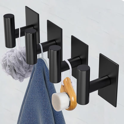VAEHOLD Wall Towel Hooks, Heavy Duty Sticky Holder Waterproof Towel Hooks for Hanging Coat, Clothes, Closet Hook Wall Mount for Kitchen (Silver, 4 Pack)