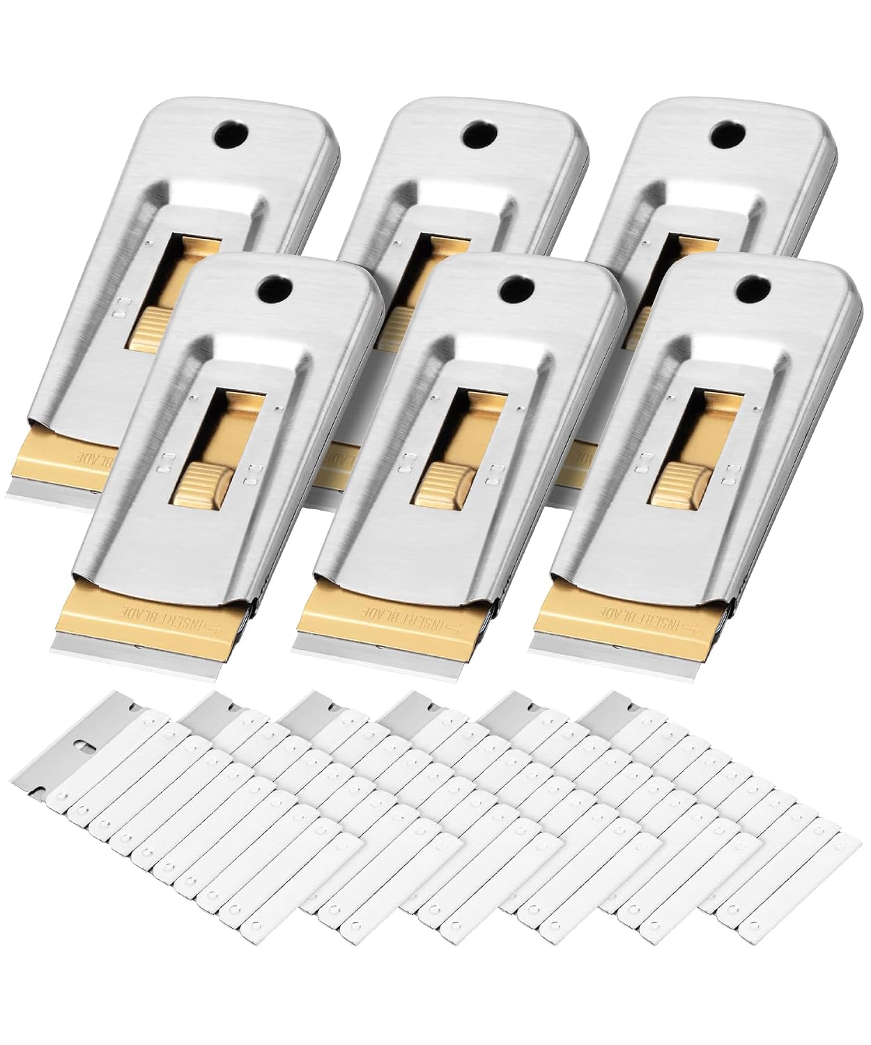 Bates- Metal Razor Blade Scraper, 2 Pack, 30 Extra Blades, Scraper for Cleaning, Glass Scraper, Razor Blade Scraper Tool, Razor Scraper Tool, Scraper Blades, Window Scraper with Razor Blade