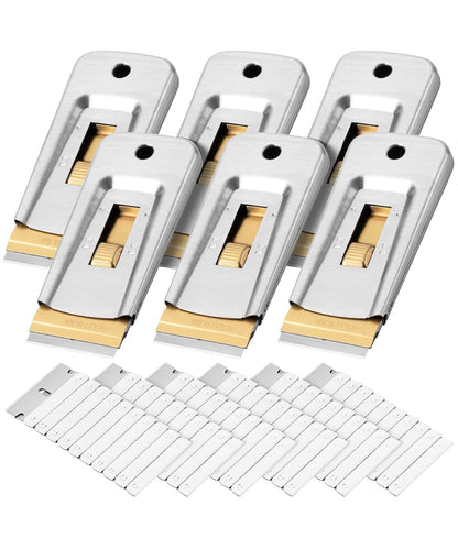 Bates- Metal Razor Blade Scraper, 2 Pack, 30 Extra Blades, Scraper for Cleaning, Glass Scraper, Razor Blade Scraper Tool, Razor Scraper Tool, Scraper Blades, Window Scraper with Razor Blade