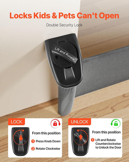 VEVOR Retractable Baby Gate, Extends to 202.7 inch Extra Wide, 39 inch Tall, with Reinforced Fiberglass Strips, Avoids Crawling Through, Mesh Dog Gate for Decks, Doorways, Garages, Indoor, Black
