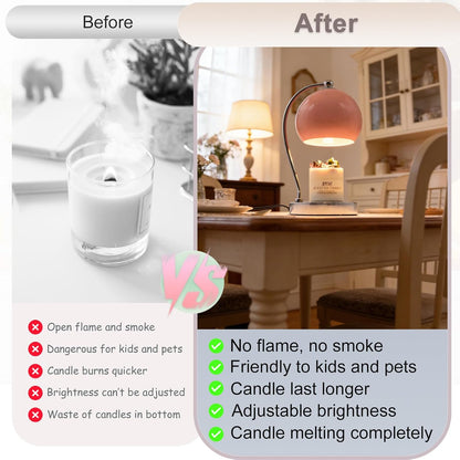 Candle Lamp Warmer, Wide Base Scented Candle Warmer with Timer and Dimmer, Modern Candle Melting Lattern, Home Decor Table Lamp (Silver)