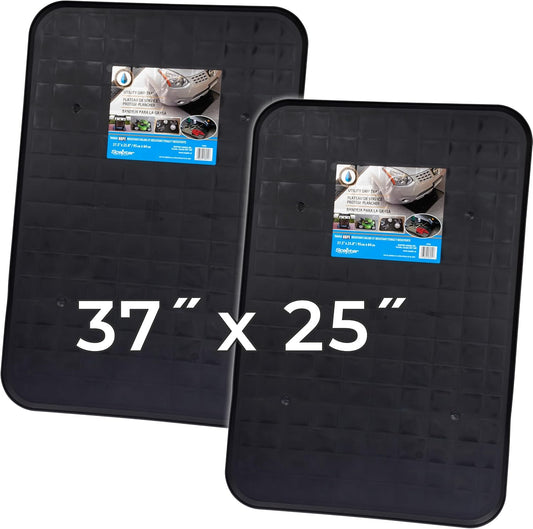 Scepter 37" L x 25" W Heavy Duty Utility Drip Tray, Extra Large Automotive Garage Mat, Pet Food Mat, and Washing Machine Pan, Black, 2-Pack (AM2PK06951)