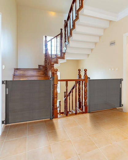 Veraste Retractable Baby Gate for Doorways and Stairs, Mesh Safety Gate for Pet, Indoor & Outdoor Use, One-Hand Operation, Easy Installation, 33.6" Tall, Expands to 55" Wide（White,33.6"x55"