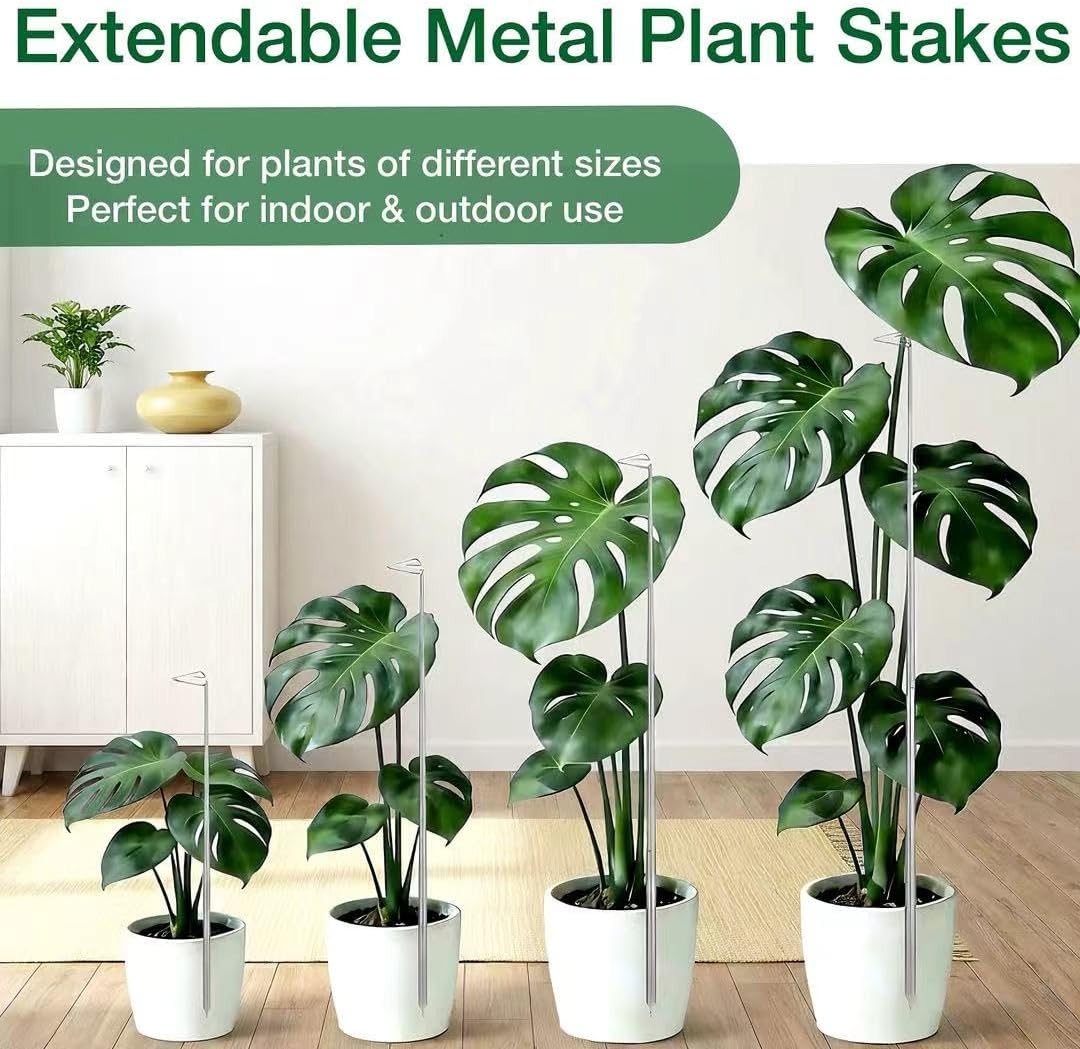 6 Pack Extendable Metal Plant Stakes, Length Scalable from 7IN to 24.5IN Plant Support Stake，with Plant tie Tape Extendable Plant Stakes for Indoor Plants Flowers, Tomatoes