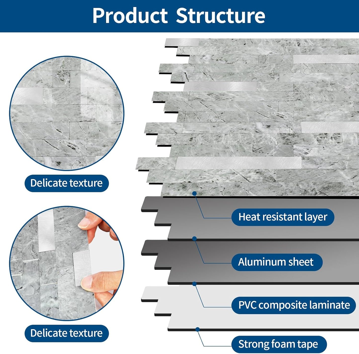 Yipscazo 2026 New Upgrade 11.34" X 11.57" Peel and Stick Backsplash, Stick on Backsplash Tiles for Kitchen, Bathroom, Fireplace (10 Sheets, Beige Rocks + Rose Gold)