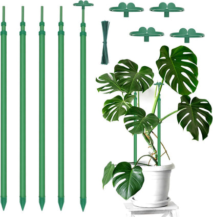 Extendable Plant Stakes, Length Scalable from 17.9IN to 42.3IN Plant Support Stake, Orchid Sticks with Clips for Indoor Outdoor,Garden Stakes for Plant,Tomato,Vegetables,Monstera,Vine - 3Pack