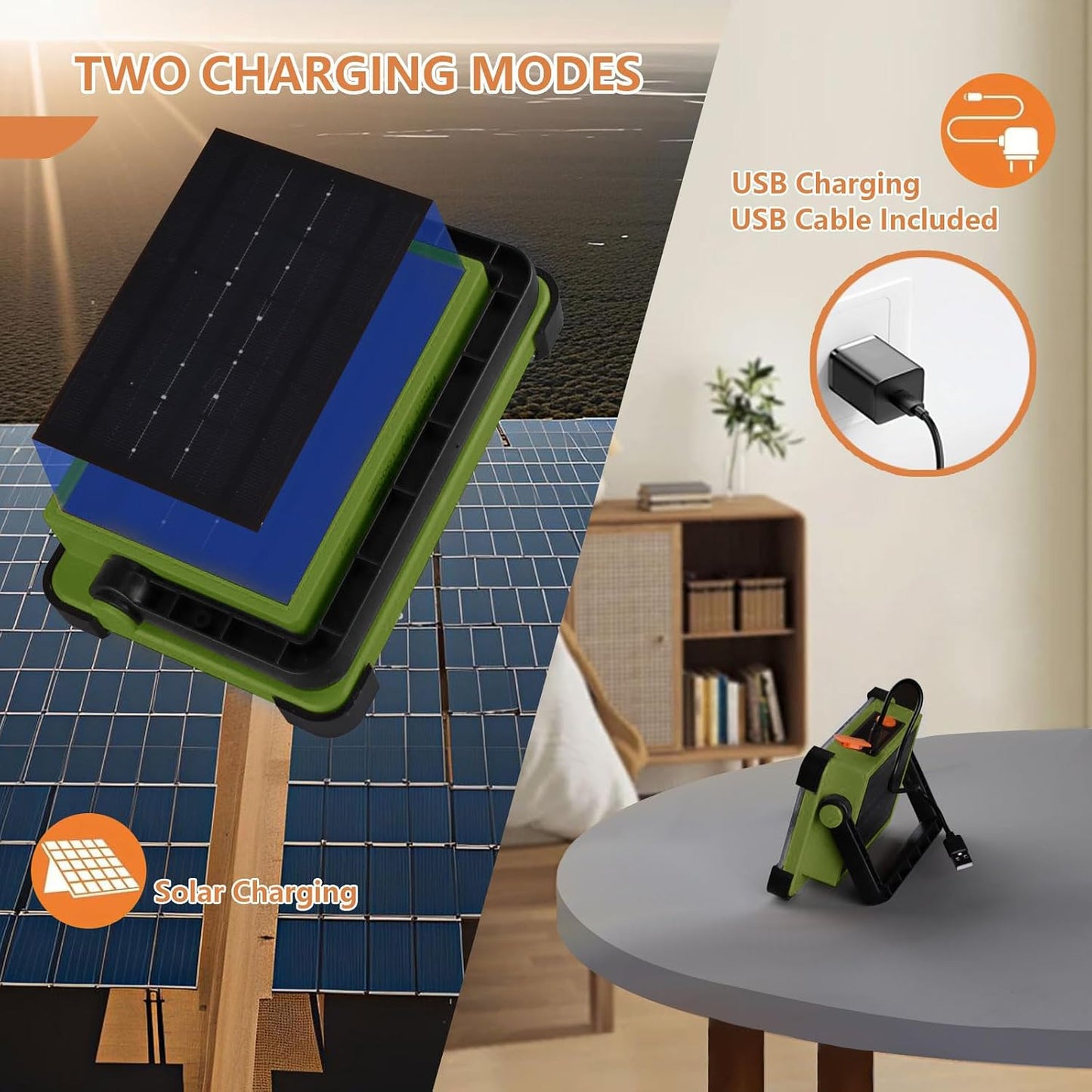 120W Solar Rechargeable Work Light, 144 LED 10000LM Portable Flood Light with Stand, IP66 Waterproof 4 Modes LED Job Site Lighting Flashlights for Mechanic Camping Fishing Car Repair