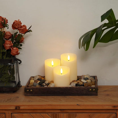Homemory Dripping Wax Flameless Candles, Battery Operated Candles with Remote Control and Timers, LED Pillar Candles, Electric Fake Candles, 3" x 6", Set of 2