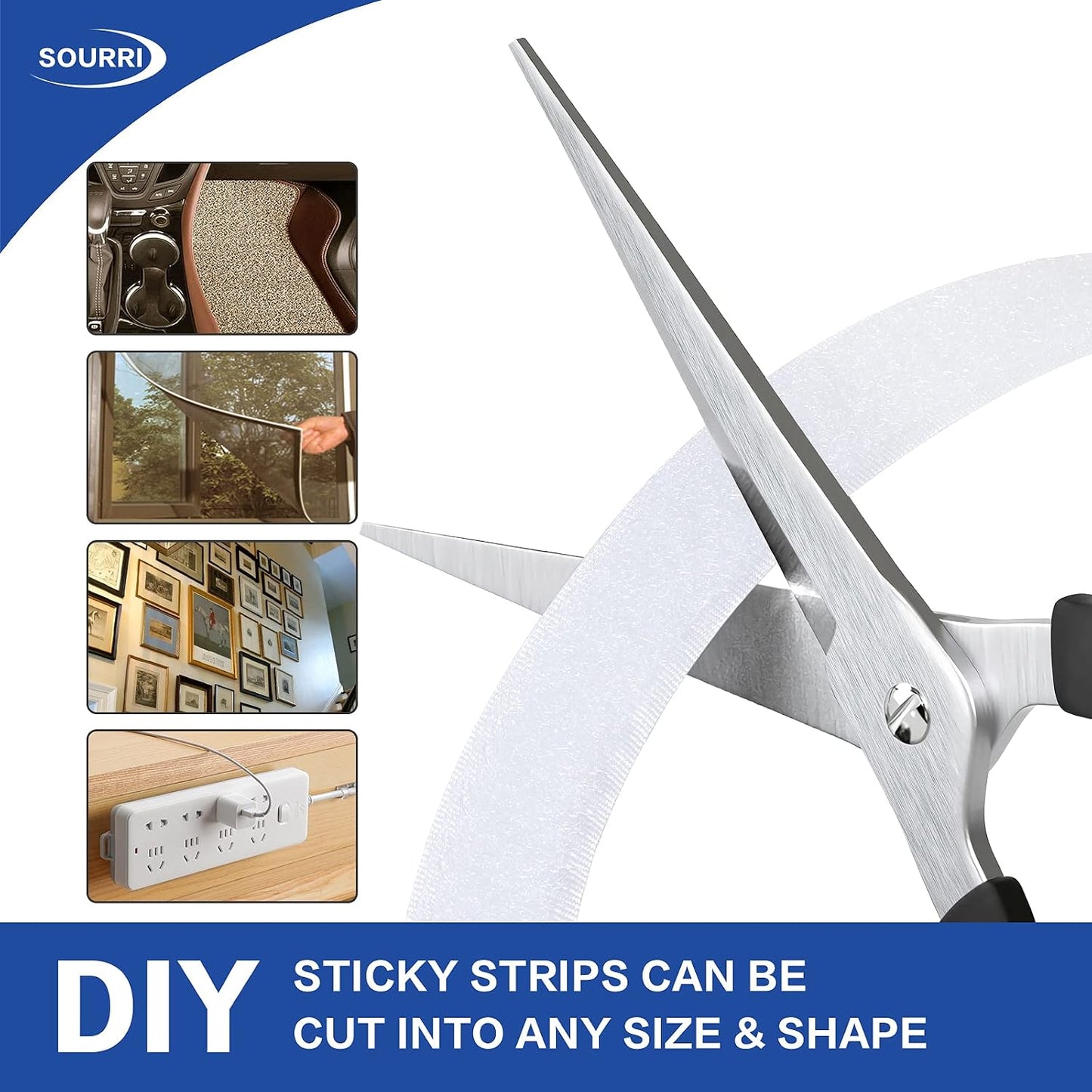 26Feet Hook and Loop Tape Sticky Back Fastener Roll, Nylon Self Adhesive Heavy Duty Strips Fastener for Home Office School Car and Crafting Organization (1, Black-3m, 26ft x 1in)