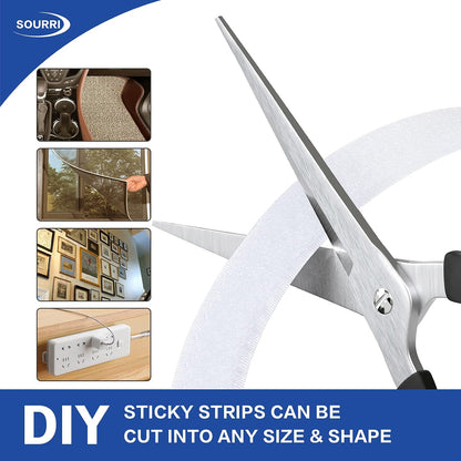 26Feet Hook and Loop Tape Sticky Back Fastener Roll, Nylon Self Adhesive Heavy Duty Strips Fastener for Home Office School Car and Crafting Organization (1, Black-3m, 26ft x 1in)