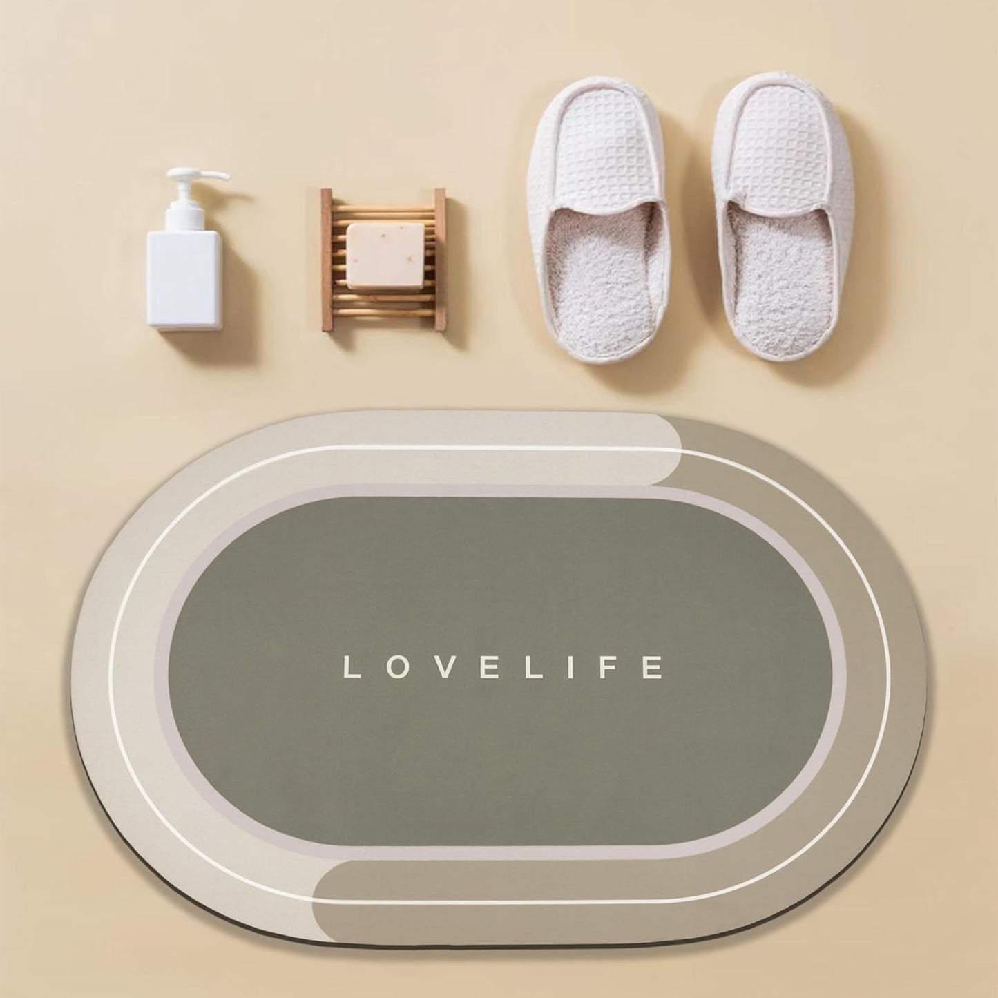 Rubber Bath mats Quick-Drying Non-Slip Bathroom mat Super Absorbent Bath mat Instant Dry Bath mat, Bathroom Rug in Front of The Kitchen Sink, Shower Room, Bathtub, Oval(Grey+16.9x26.7in)