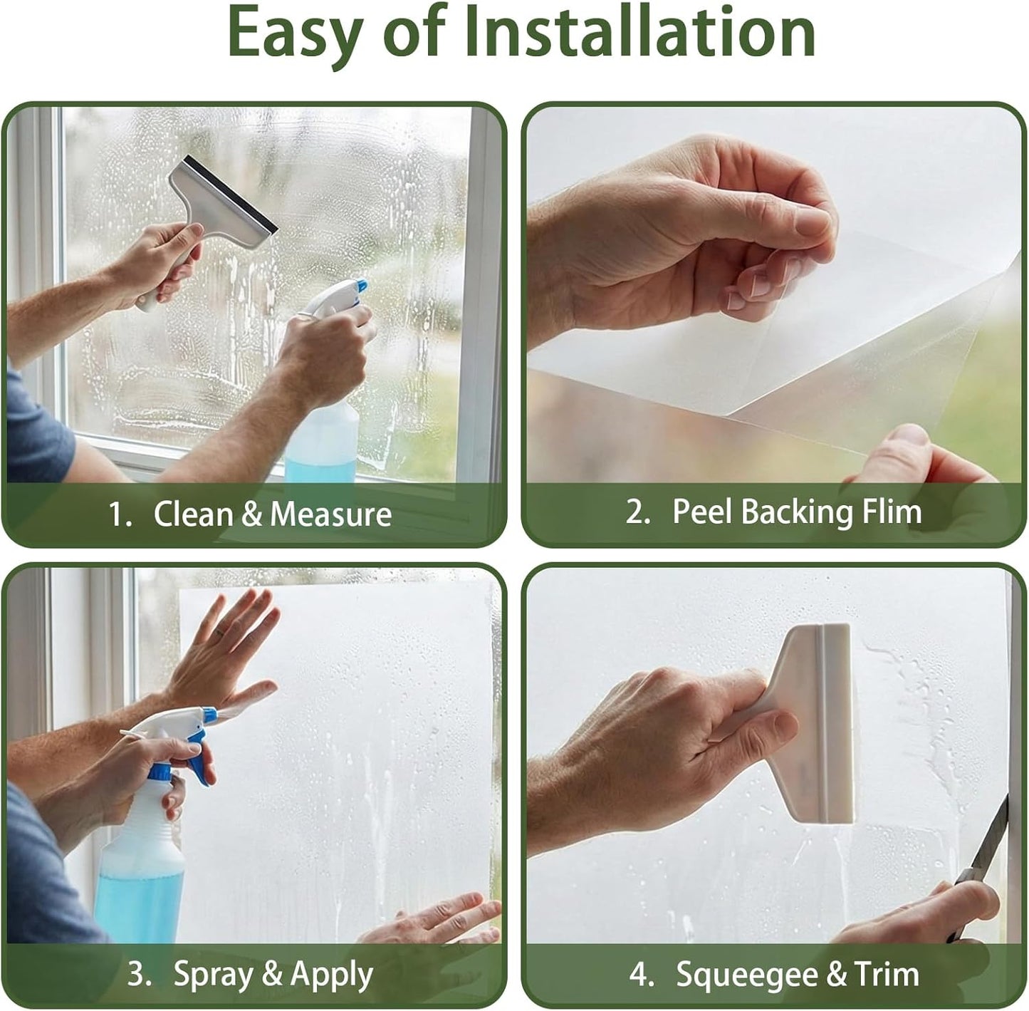 Frosted Glass Window Privacy Film, Static Cling, Non-Adhesive UV & Heat Blocking Anti-Glare Window Clings, Removable Reusable Stickers for Home Bathroom Office, 17.5" x 78.7"
