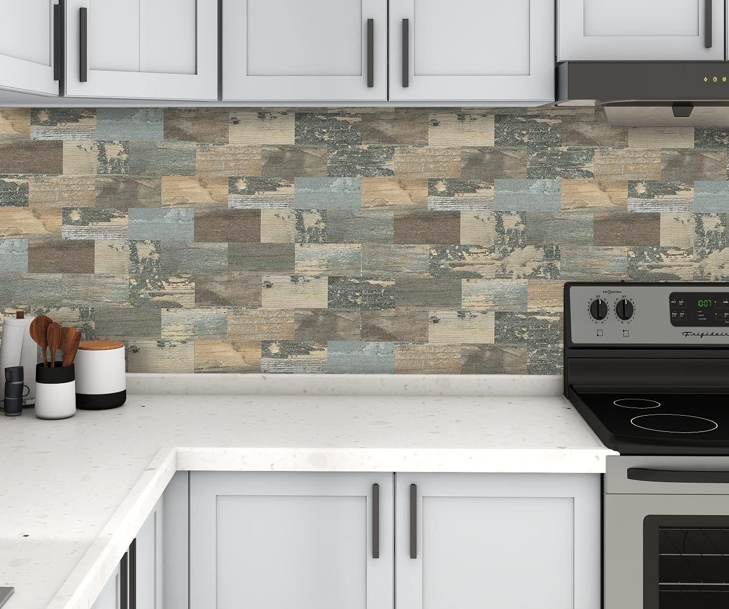 DEWOO Peel and Stick Wall Tile Backsplash PVC Self Adhesive Tiles for Kitchen Bathroom Turquoise Teal (10-Sheet, 13.5" x 11.4") | Self adhesive, thick, cover, vintage, retro, pvc adhesive wall tile, 34 x 29 cm