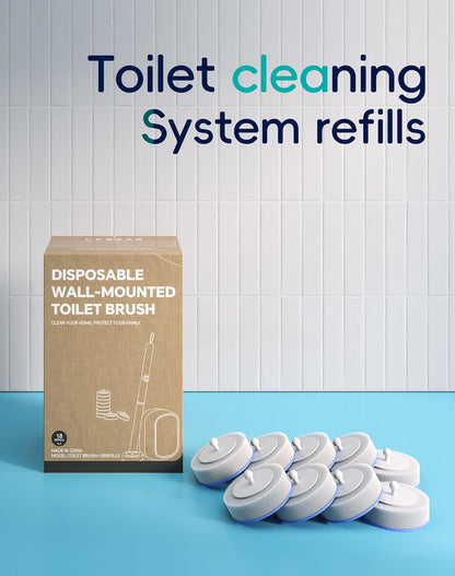 Disposable Toilet Cleaning System - Toilet Wand Kit with 36 High-Performance Refills, Wall Mounted Toilet Brush and Holder for Deep Cleaning Bathroom (2 Toilet Brush+48 Refills)