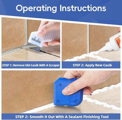 Goopreen Caulking Tool, 11 PCS Silicone Caulking Tool Kit, Caulk Remover Tool with 3 Metal Scrapers & Caulking Guide, Caulking & Grout Tools for Kitchen, Bathroom, Window, Sink&Tile Sealant Finishing