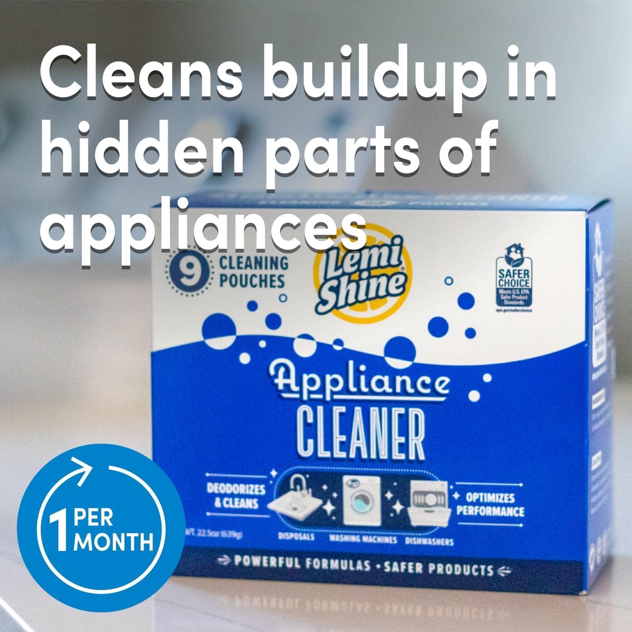 Lemi Shine Garbage Disposal Cleaner and Deodorizer Powered By Citric Acid | Foam Cleaner For Kitchen Garbage Disposal with a Natural, Fresh Lemon Scent (2 Count)