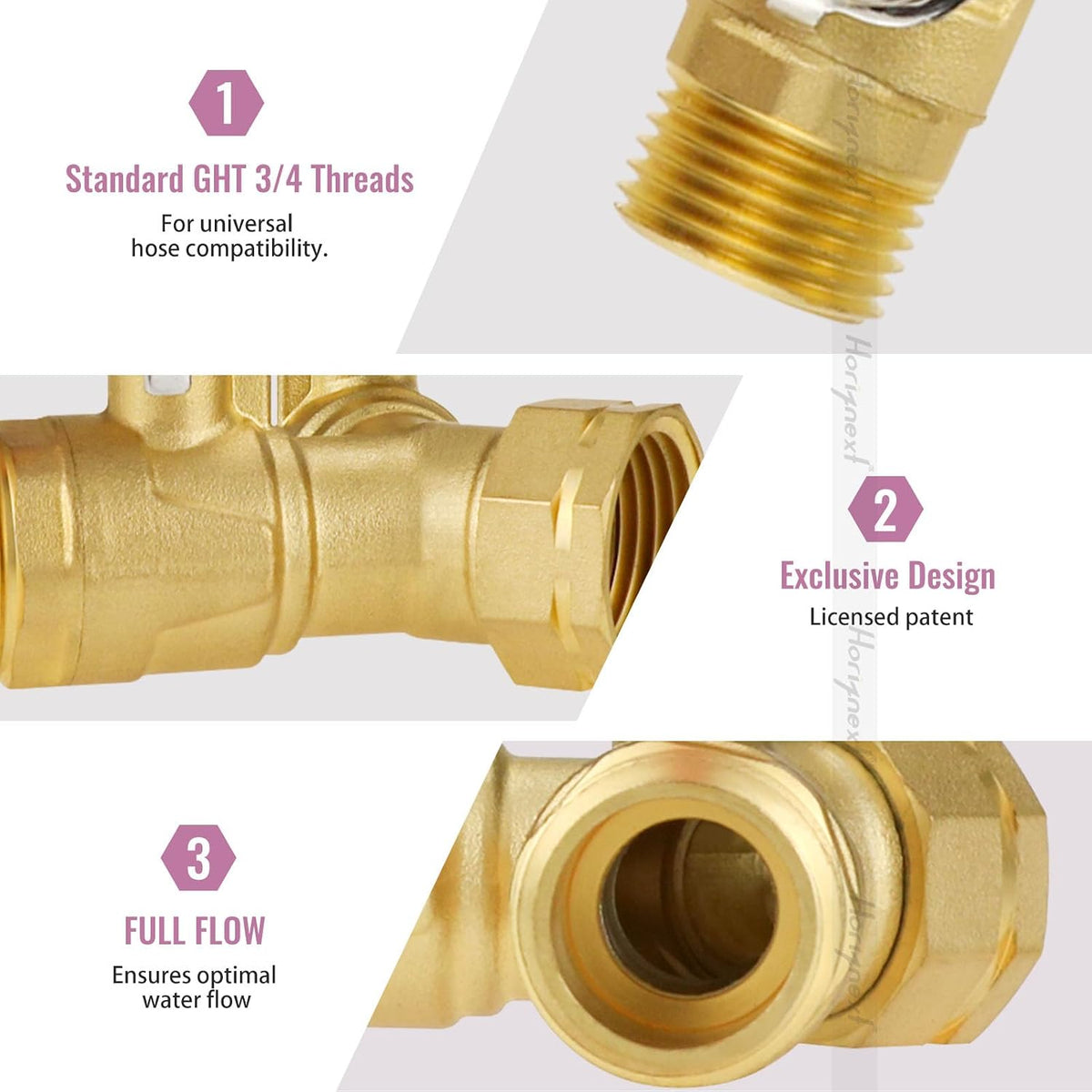 Hose Splitter 2 Way Heavy Duty, Brass Garden Hose Splitter | Full Flow Outdoor Faucet Splitter with Independent Shutoff Valves for 3/4 Inch GHT Water Spigot and Hose Bib