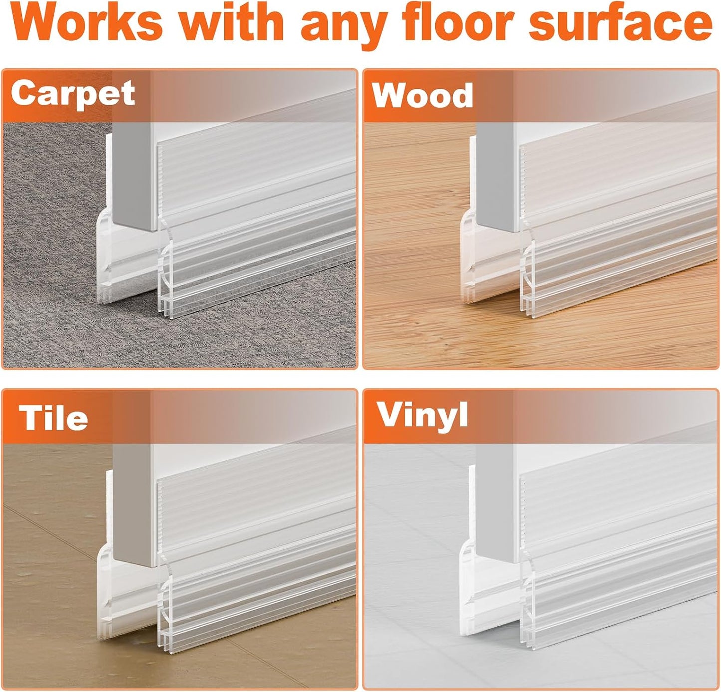 Door Draft Stopper, Door Sweep for Bottom of Door, Weather Stripping Door Seal Gap Filler Bottom Blocker Soundproof Cold Air Insulation Save Energy Installs Quickly and Easily (White, 39‘’)
