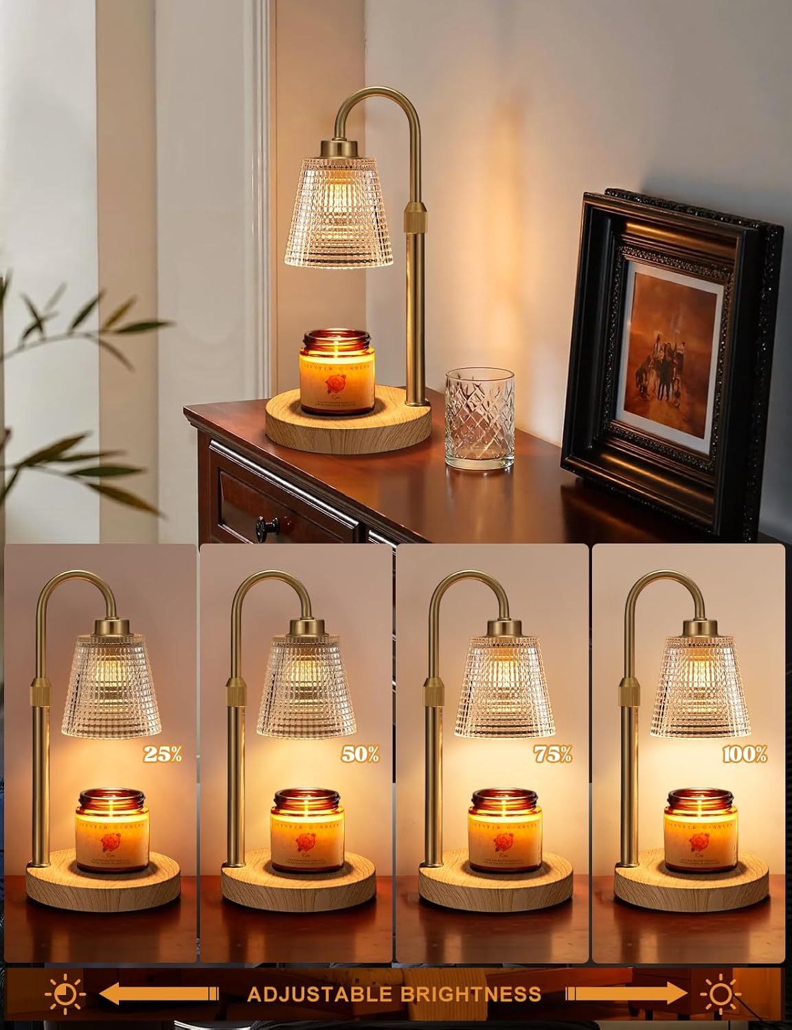 Innqoo Candle Warmer Lamp with Timer, Dimmable Candle Warmer for Jar Candles, Height Adjustable Wax Melts Warmer, Birthday Gifts for Women Mom, House Warming Gifts New Home Decor