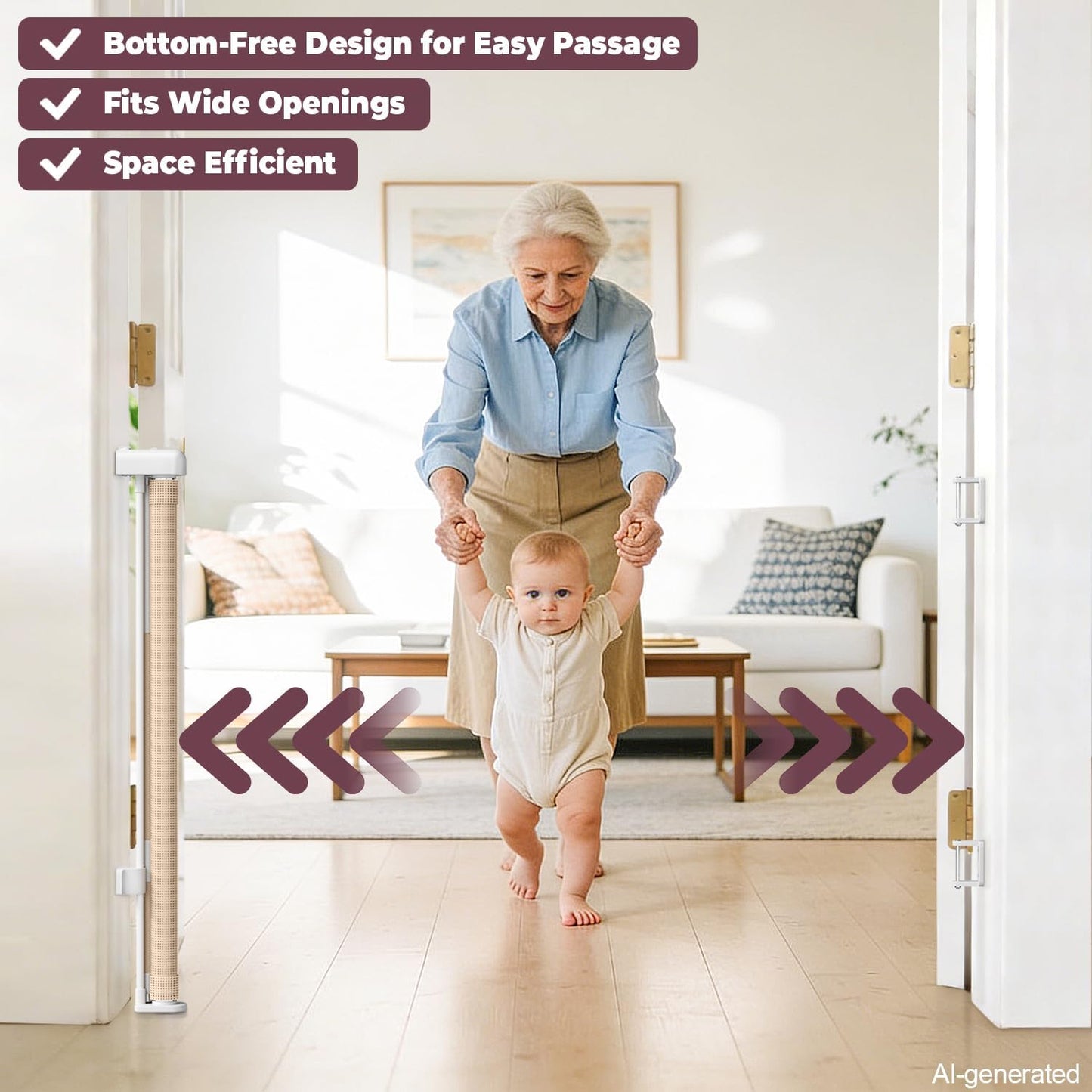 Retractable Baby Gates for Doorways, 58" Extra Wide Mesh Child Dog Gate for Stairs, 34" Tall Toddler Pet Gate Indoor and Outdoor, Easy Install, Essential for Home Safety, Black