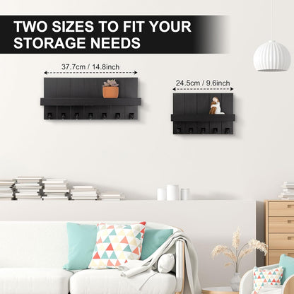 Key Holder for Wall, Decorative Key Holder with Shelf, Key and Mail Holder Wall Mount, Farmhouse Decor with 5 Key Hooks for Keys, Coats, ect.