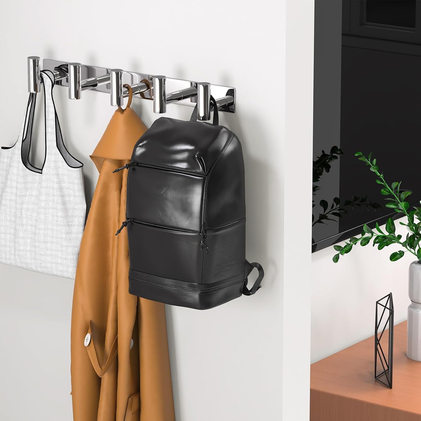 Wall Mounted Coat Rack-3 Hooks, Heavy Duty Stainless Steel Wall Hooks for Towel Coat Bag, Hat Rack Coat Hanger Coat Hooks Towel Racks for Bathroom Entryway Kitchen Office (Silver, 1 Pack)