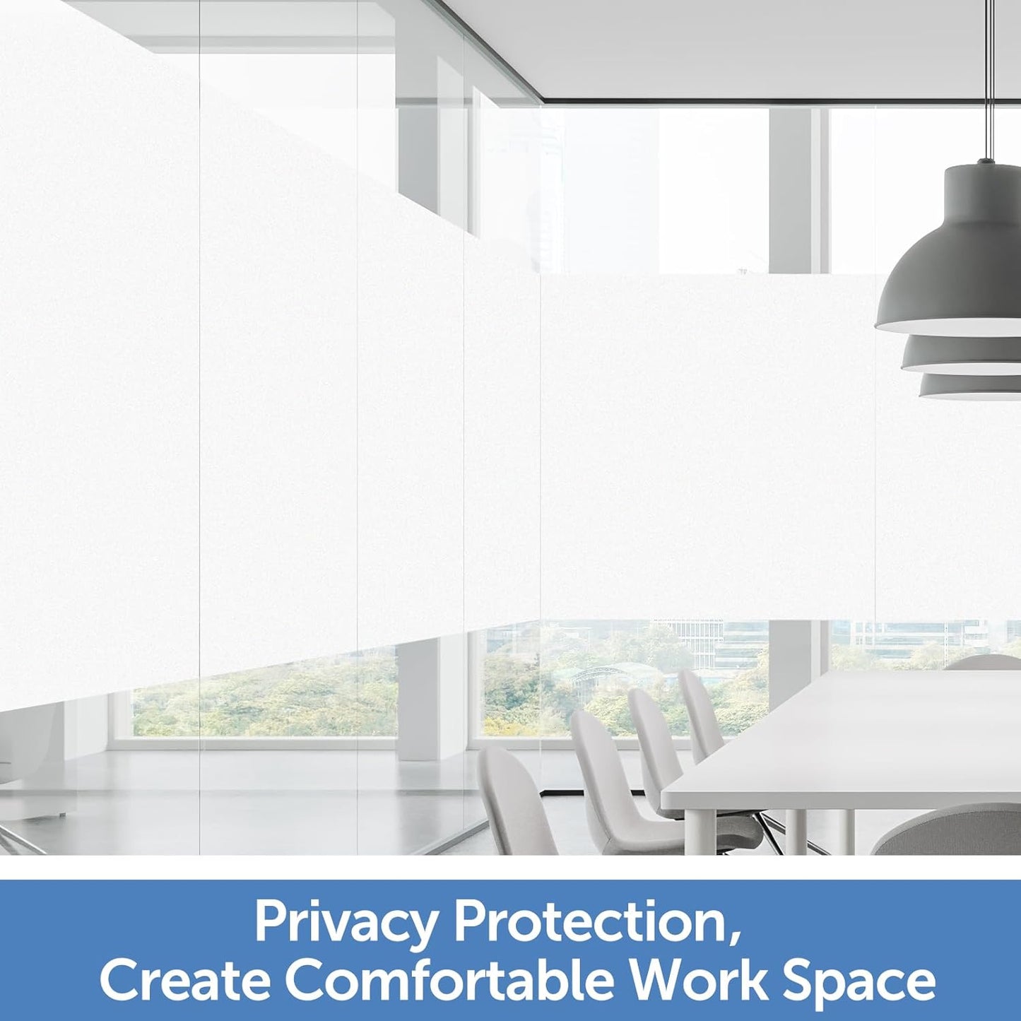 HIDBEA Frosted Window Privacy Film - Non Adhesive Static Cling Glass Stickers Sun UV Blocking Heat Control Door Covering Decals for Home Office, 23.6 x 78.7 Inch