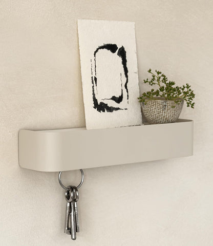Kazai. Key Holder for Wall 'Tone' | Minimalist Key Hooks Design from Berlin | Modern Key Hanger with Metal Shelf | Key Hook Wall Mounted as Hallway Furniture | Sand Taupe