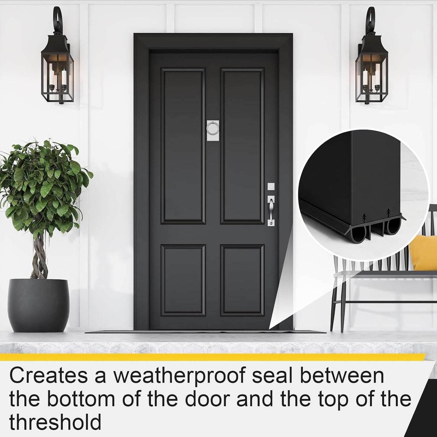 Pushglossy 2 Pcs 36" Double Bubble Kerf Door Sweep 1-3/4" Wide Vinyl Weatherstrip Seal for Exterior Doors, Energy Efficient Draft Stopper, Easy Slide in Installation, Blocks Dust/insects/noise (White)