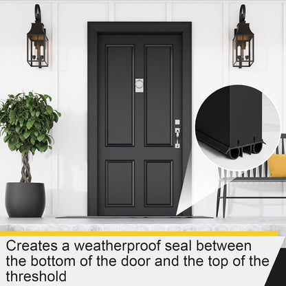 Pushglossy 2 Pcs 36" Double Bubble Kerf Door Sweep 1-3/4" Wide Vinyl Weatherstrip Seal for Exterior Doors, Energy Efficient Draft Stopper, Easy Slide in Installation, Blocks Dust/insects/noise (White)