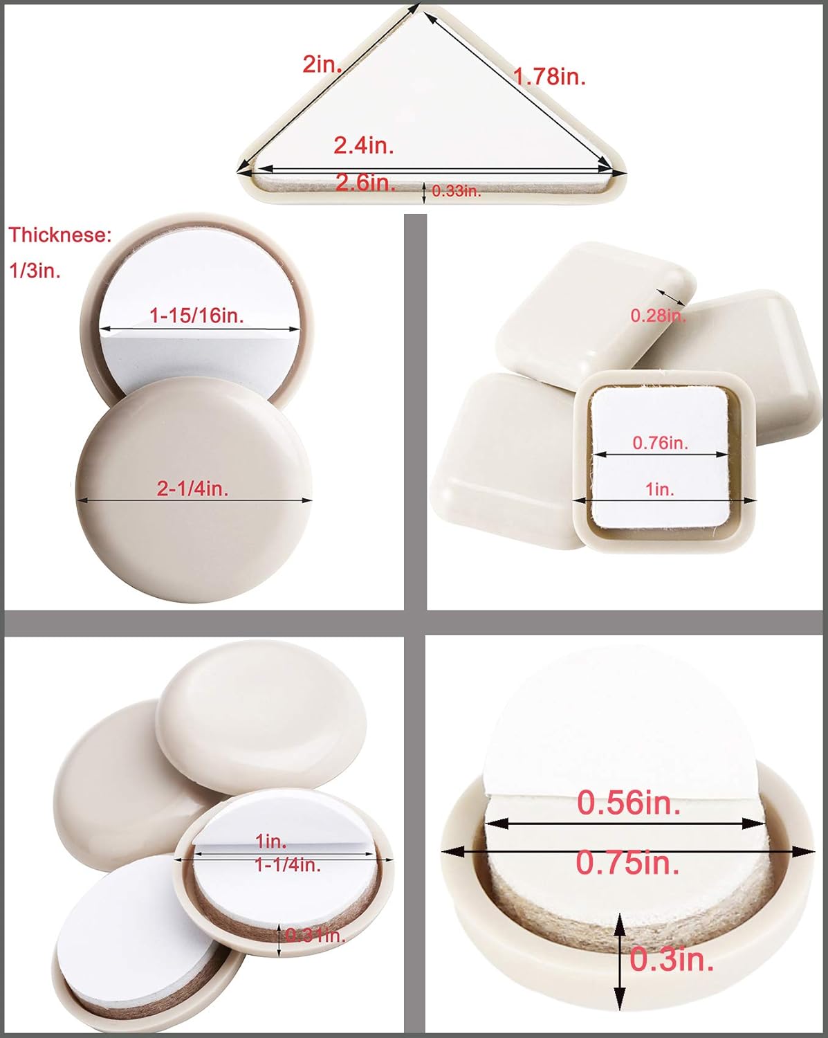 40 Pack Combo Self Stick Furniture Glider for Carpet Furniture Moving Slider Carpet Slider,Self-Adhesive Furniture Slider,Moving Pads Moving Furniture Sliders,Self Adhesive Sliders Furniture Glides