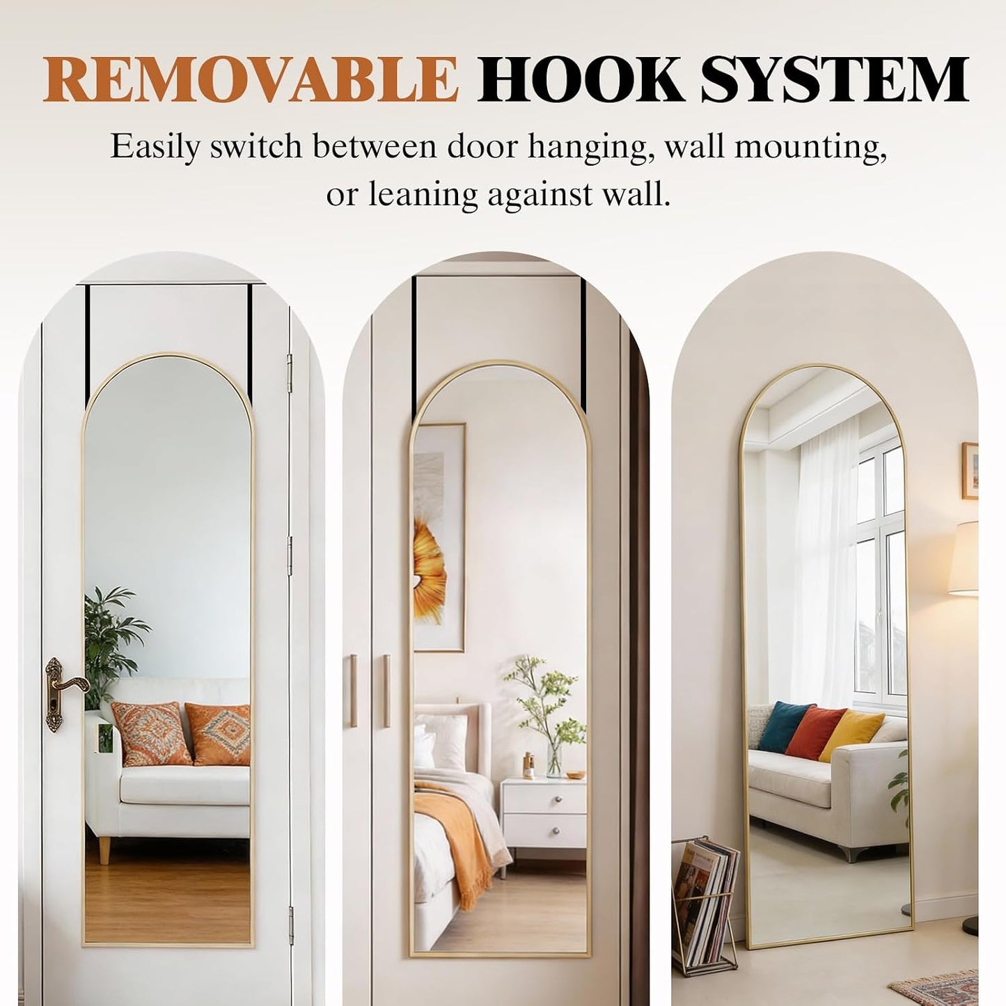 DUMOS 64"x21" Full Length Mirror, Full Body Mirror, Black | Aluminum Alloy Thin Frame, Leaning or Hanging, Suitable for Bedroom, Livingroom, Cloakroom