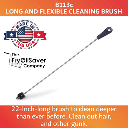 48" Flexible Tube Brush – Long Pipe Snake for Sink - AC Condensate Line Cleaning - Flexible Pipe Cleaner Brush for Hair, Food & Clog Removal - Cleaner Tool – B313C by FryOilSaver Co.