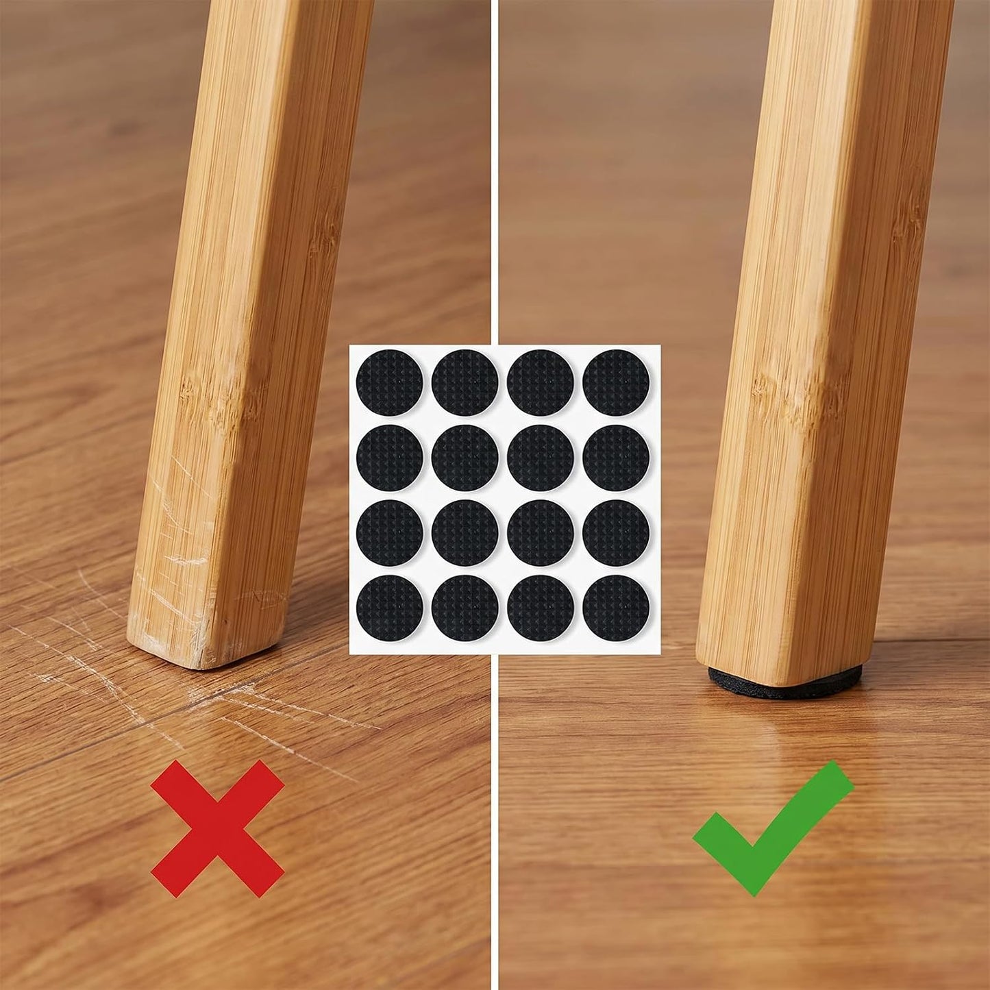 128 Pcs Non Slip Furniture Pads, 3/4 Inch Round Anti Slip Furniture Pads, Self Adhesive Rubber Anti Skid Grippers, Chair Leg Floor Protectors for Hardwood Floors, Keep Furniture in Place