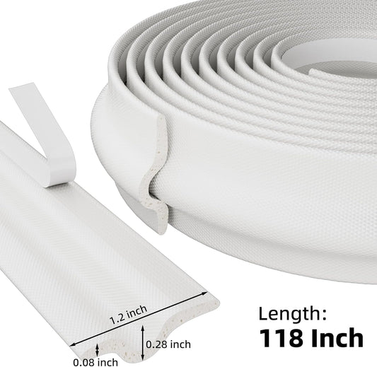 315 Inch T Shape Window Weather Stripping Door Seal Strip,Self Adhesive Window Insulation Foam Weather Strip,Soundproofing Draft Stopper for Doors Bottom and Side Gap Blocker(White)