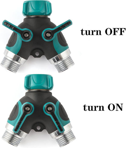 Hose Splitter 2 Way Heavy Duty Y Valve, Spigot Splitter for Garden Hose, Water Hose Y Splitter with 2 Extra Rubber Washers