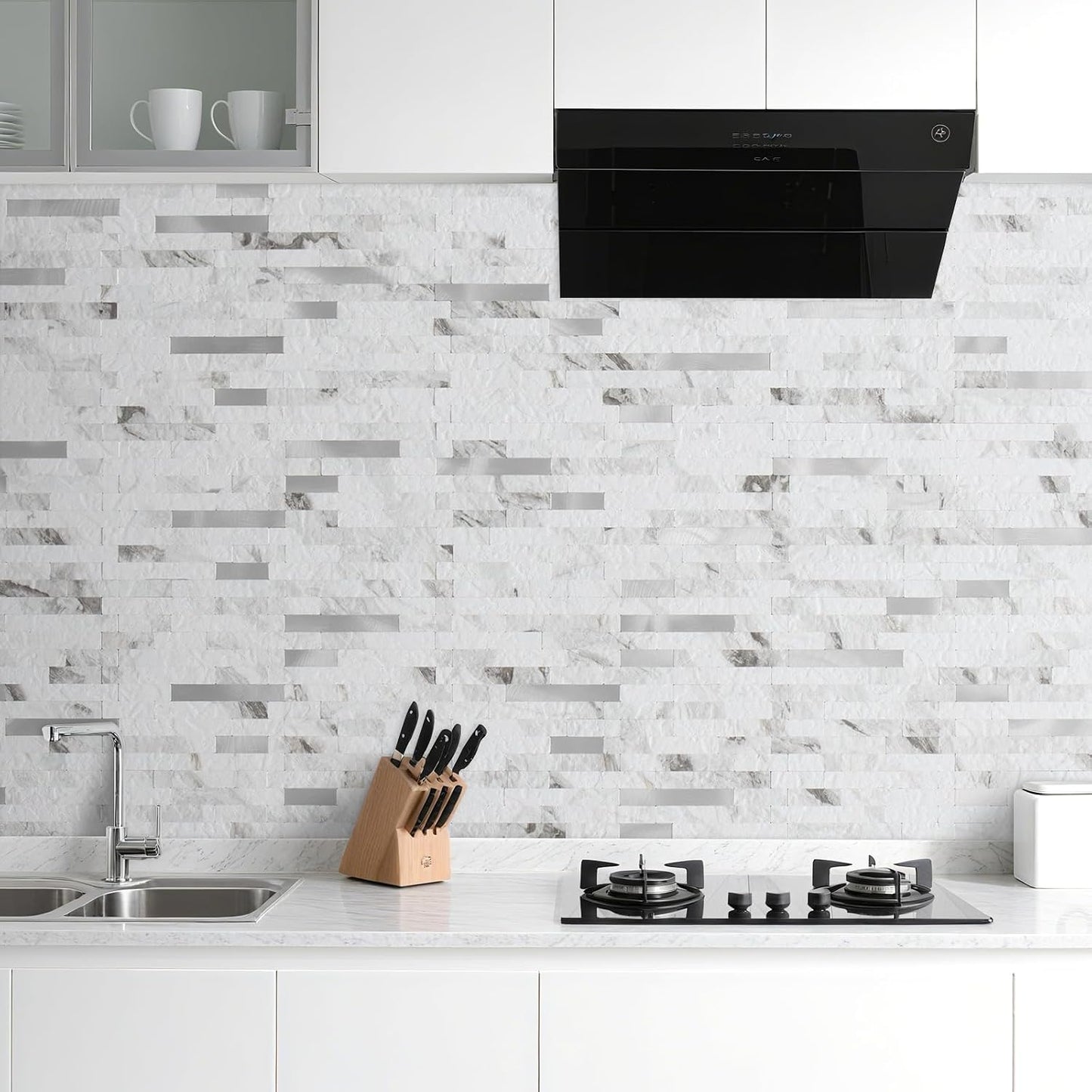 DICOFUN 10-Sheet Peel and Stick Backsplash Wall Tile, PVC Kitchen Backsplash Peel and Stick in Sandstone, 9.4 sq.ft